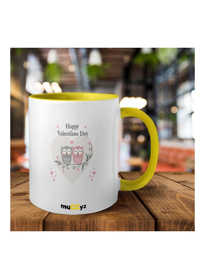 muGGyz - Happy Valentine Day Printed Coffee Mug Yellow/White/Pink - Image 1