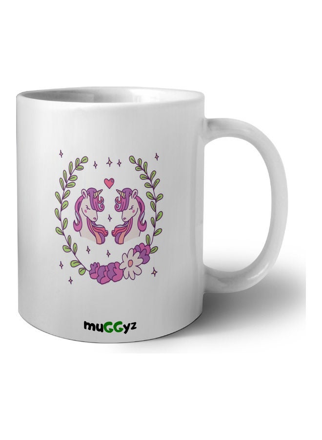 muGGyz Unicorns Printed Mug White/Purple/FGreen - Image 1