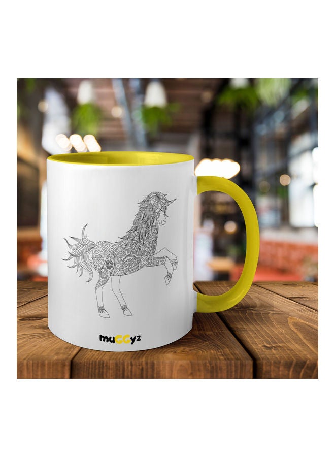muGGyz Unicorn Art Printed Mug Yellow/Black - Image 2