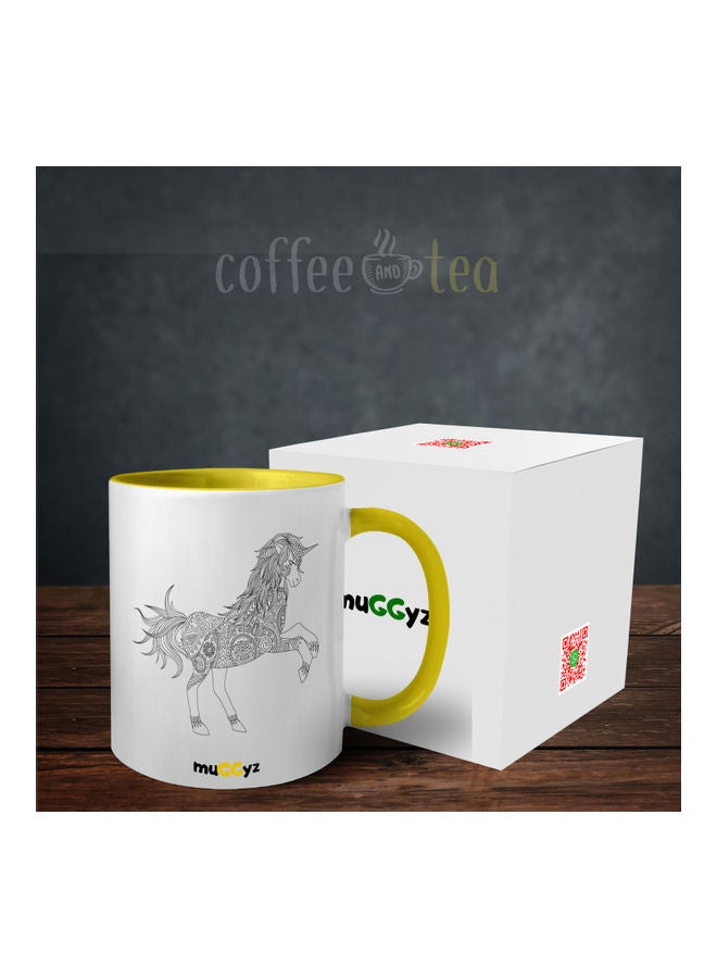 muGGyz Unicorn Art Printed Mug Yellow/Black - Image 3