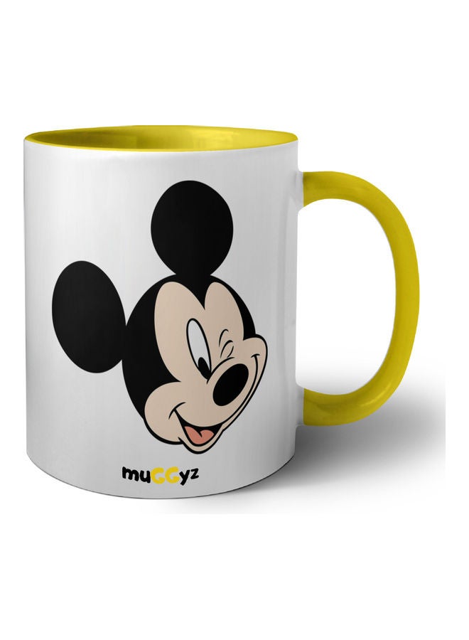 muGGyz Disney Mickey Mouse Printed Coffee Mug Yellow/White/Black  - Image 1