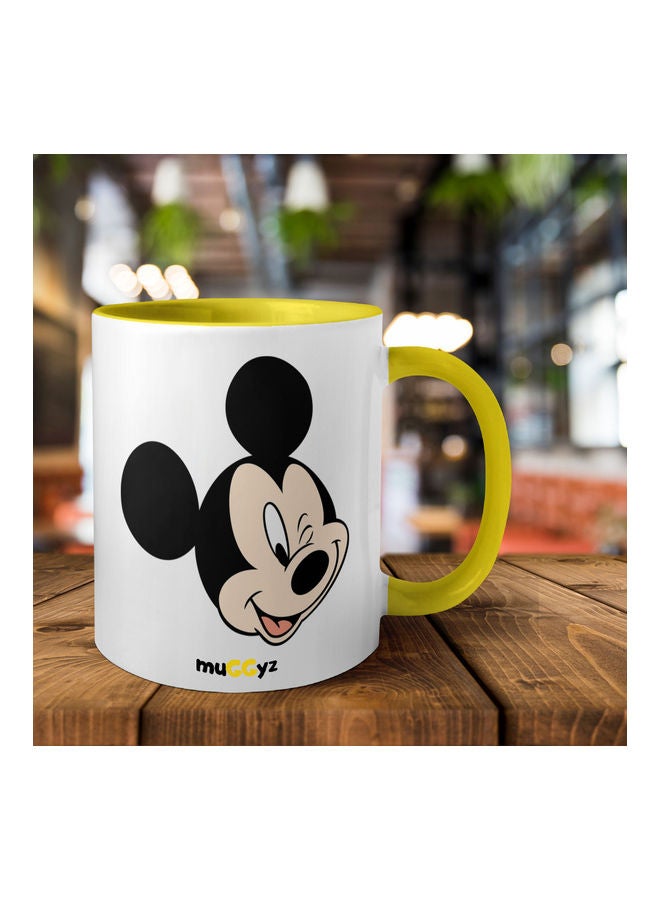 muGGyz Disney Mickey Mouse Printed Coffee Mug Yellow/White/Black  - Image 2