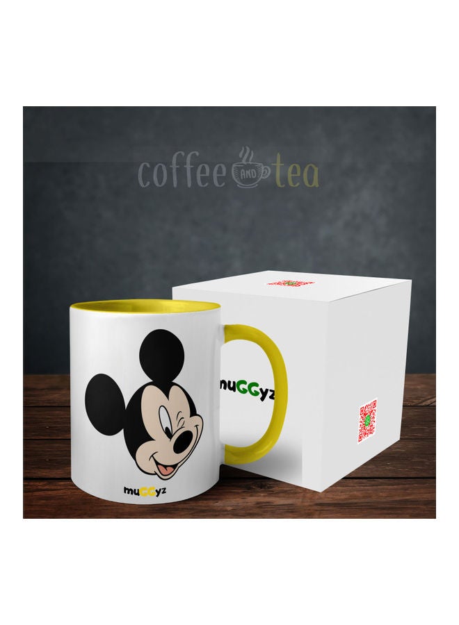 muGGyz Disney Mickey Mouse Printed Coffee Mug Yellow/White/Black  - Image 3