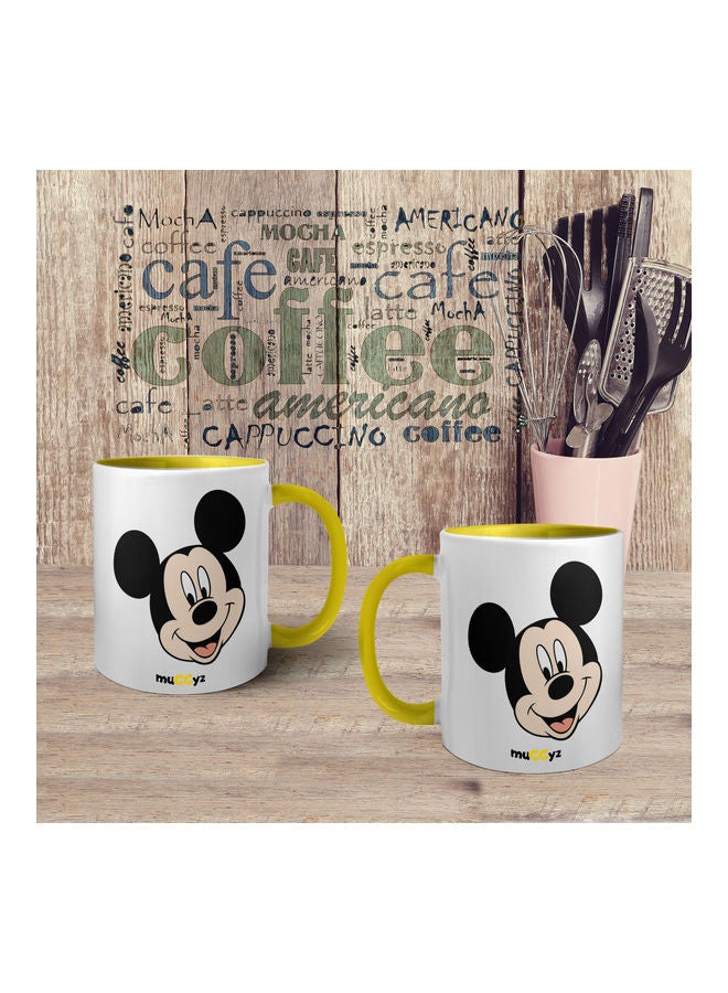 muGGyz Disney Mickey Mouse Printed Coffee Mug Yellow/White/Black  - Image 4