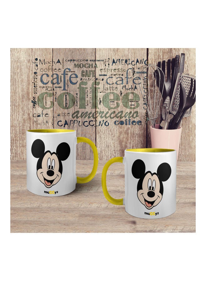 muGGyz Disney Mickey Mouse Printed Coffee Mug Yellow/White/Black - Image 4