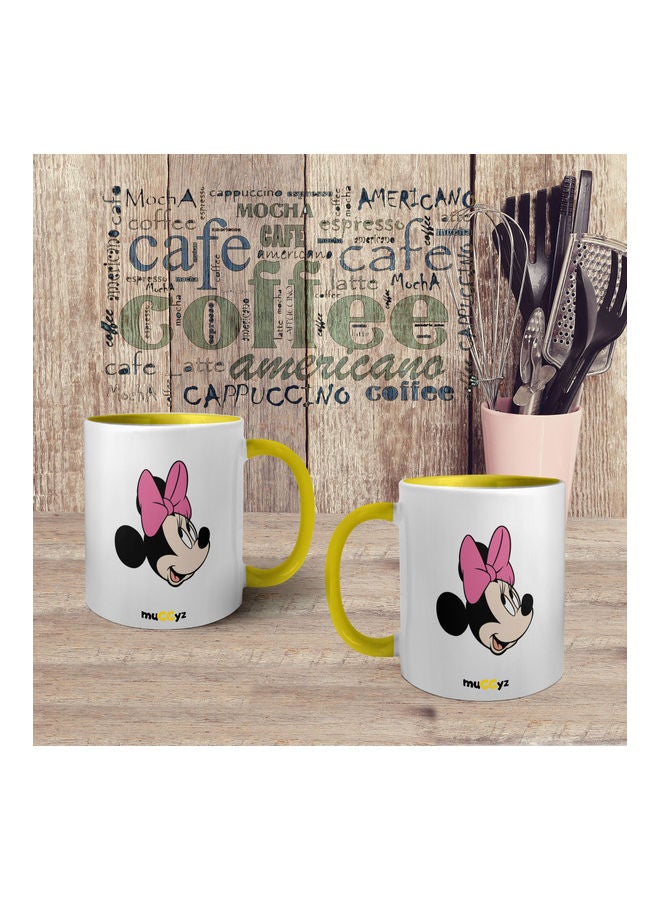 muGGyz Disney Minnie Mouse Printed Coffee Mug Yellow/White/Black  - Image 4
