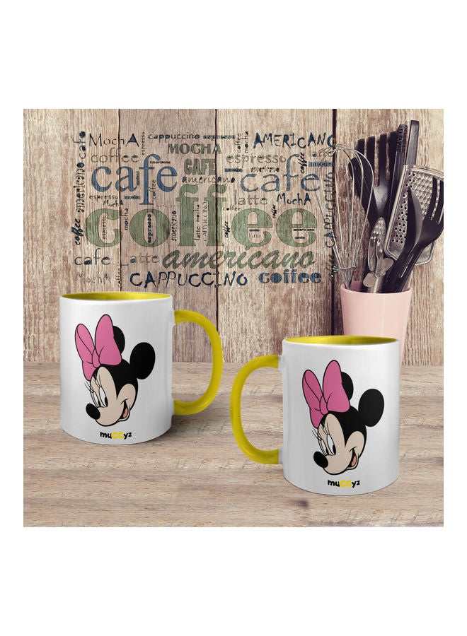 muGGyz Disney Minnie Mouse Printed Coffee Mug Yellow/White/Black - Image 4