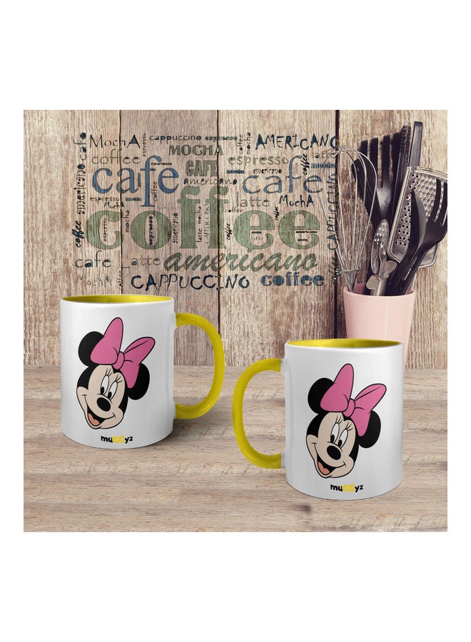 muGGyz Disney Minnie Mouse Printed Coffee Mug Yellow/White/Black - Image 4