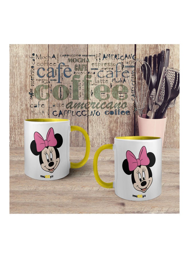 muGGyz Disney Minnie Mouse Printed Coffee Mug Yellow/White/Black  - Image 4