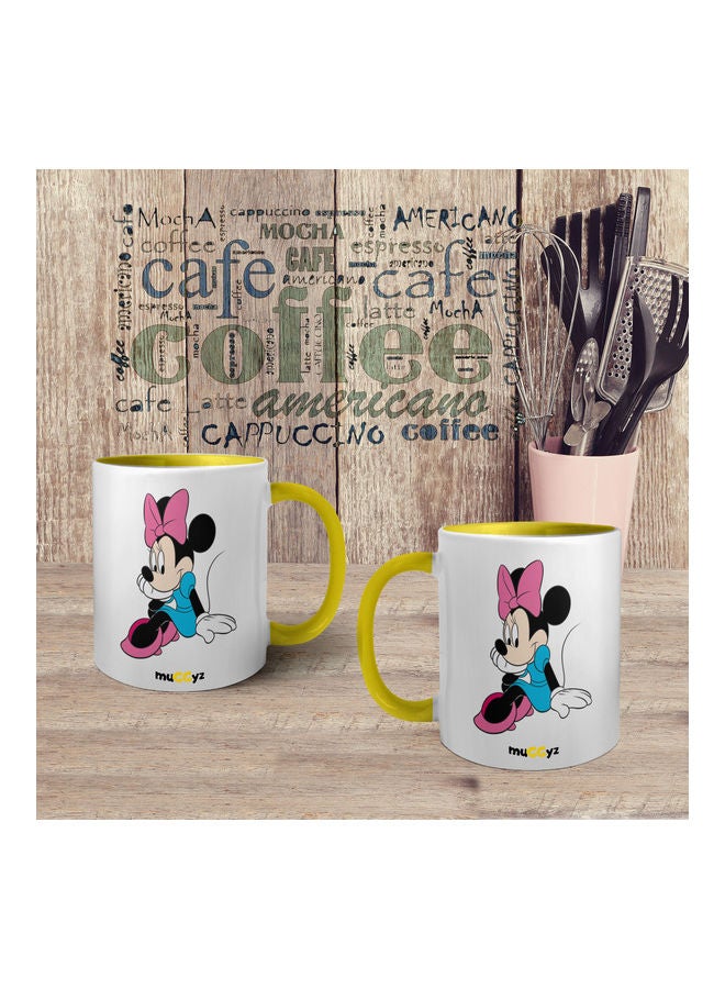 muGGyz Disney Minnie Mouse Printed Coffee Mug Yellow/White/Black - Image 4