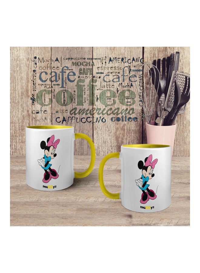 muGGyz Disney Minnie Mouse Printed Coffee Mug Yellow/White/Black - Image 4
