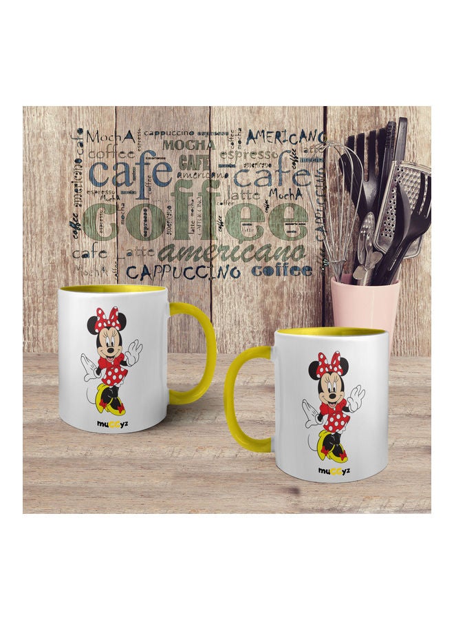 muGGyz Disney Minnie Mouse Printed Coffee Mug Yellow/White/Black - Image 4