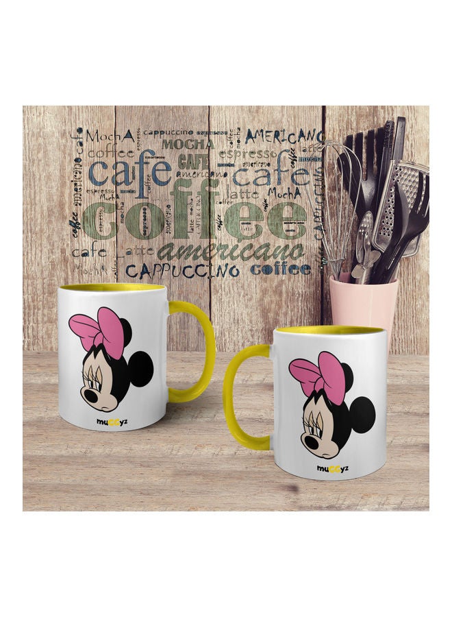 muGGyz Disney Minnie Mouse Printed Coffee Mug Yellow/White/Black - Image 4