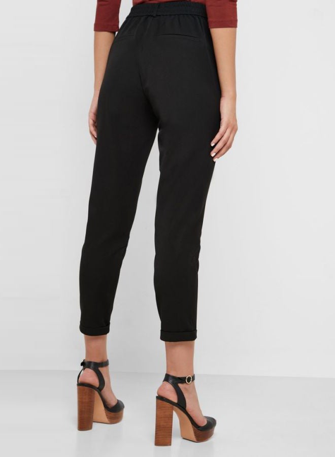 VERO MODA Cotton Roll Hem Pants Black  - Image 2