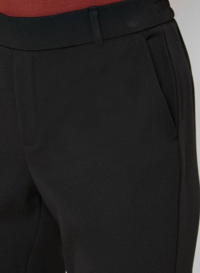 VERO MODA Cotton Roll Hem Pants Black  - Image 4