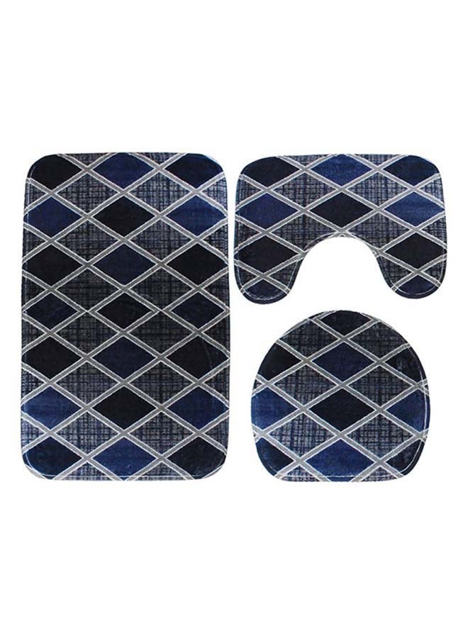 Sharpdo 3-Piece Carpet Bath Mat Set Black/Grey/Blue - Image 1