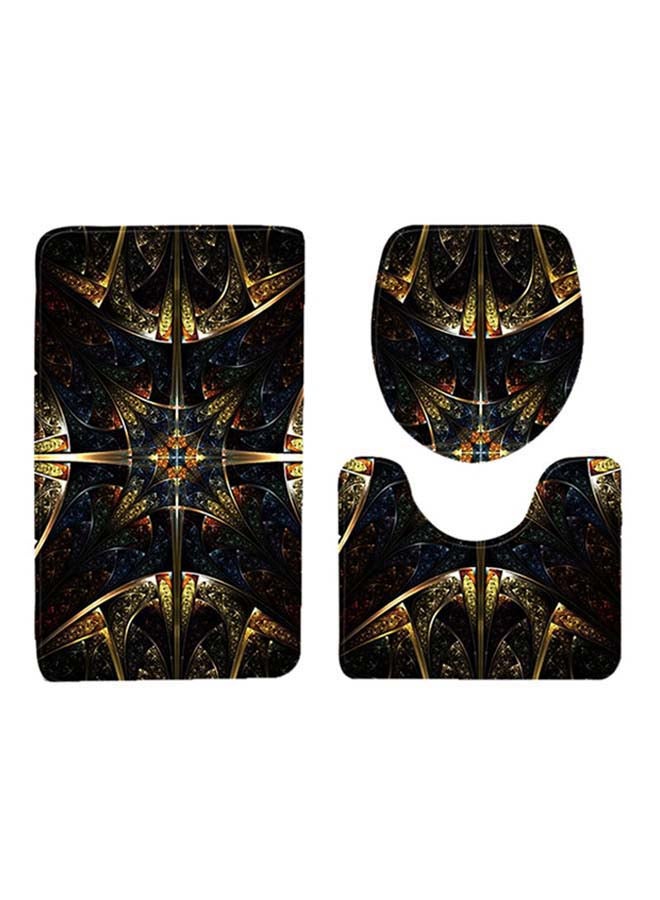 شاربدو طقم سجاجيد حمام مكون من 3 قطع أسود/ذهبي - Image 1