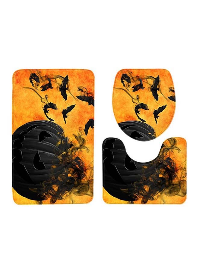 Sharpdo 3-Piece Carpet Bath Mat Set Orange/Black - Image 1