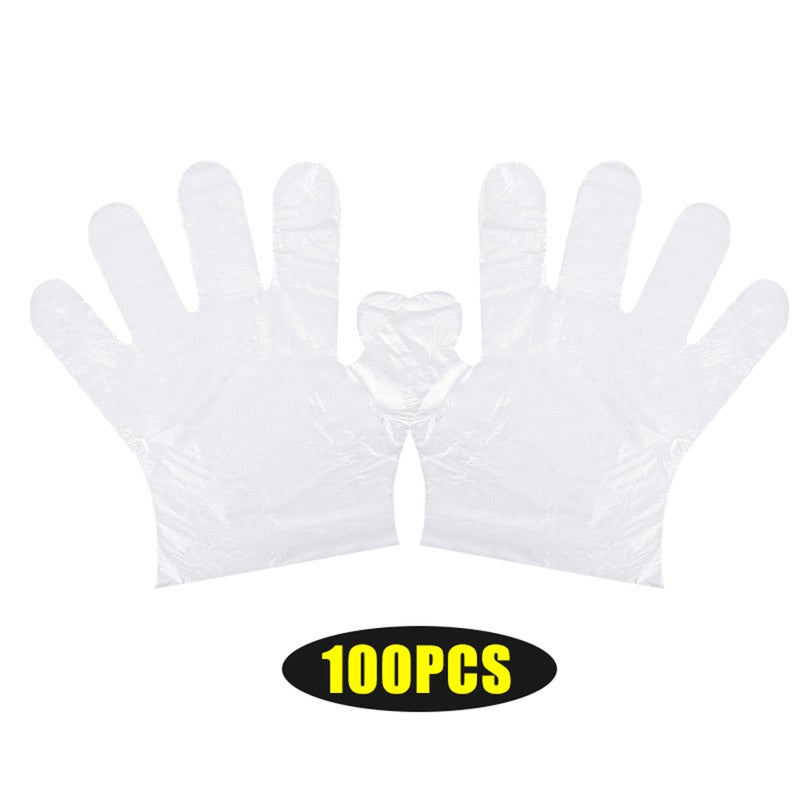 EHOME 100-Piece Disposable PE Gloves Set White 24cm  - Image 1
