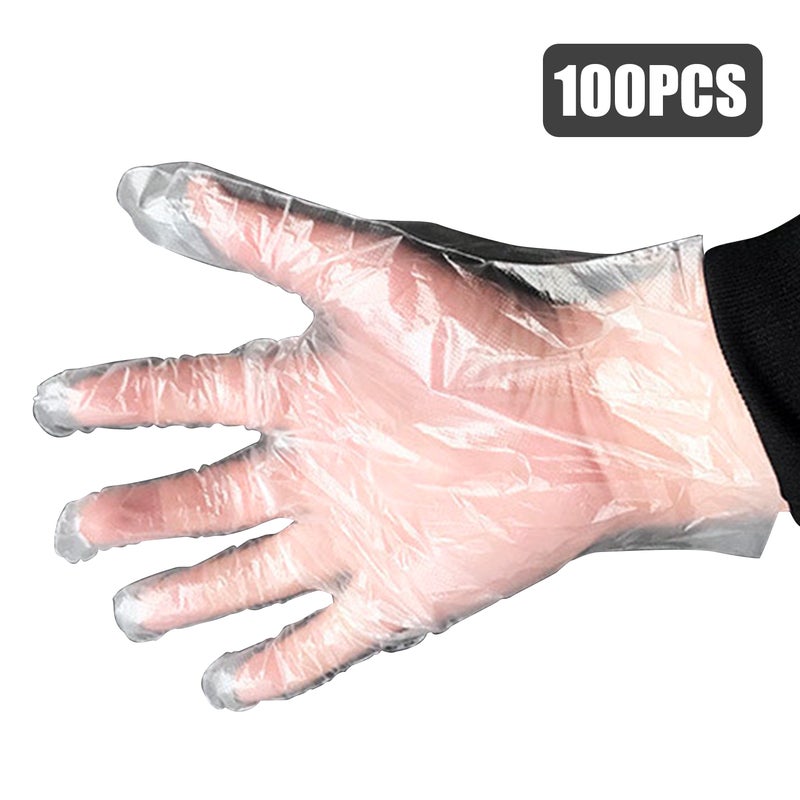 EHOME 100-Piece Disposable PE Gloves Set White 26cm  - Image 1