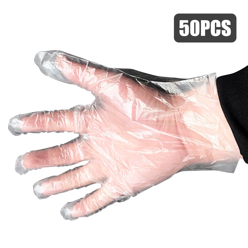 EHOME 50-Piece Disposable PE Gloves Set White 26cm  - Image 1