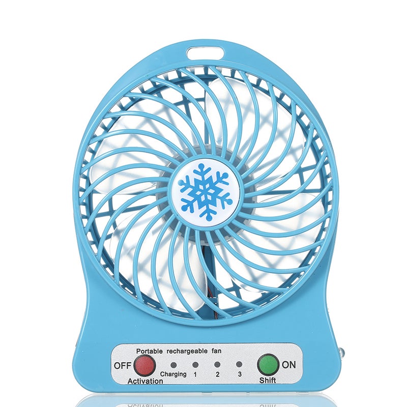 EHOME Portable Desk Rechargeable LED Mini Light Fan Blue 15cm - Image 1
