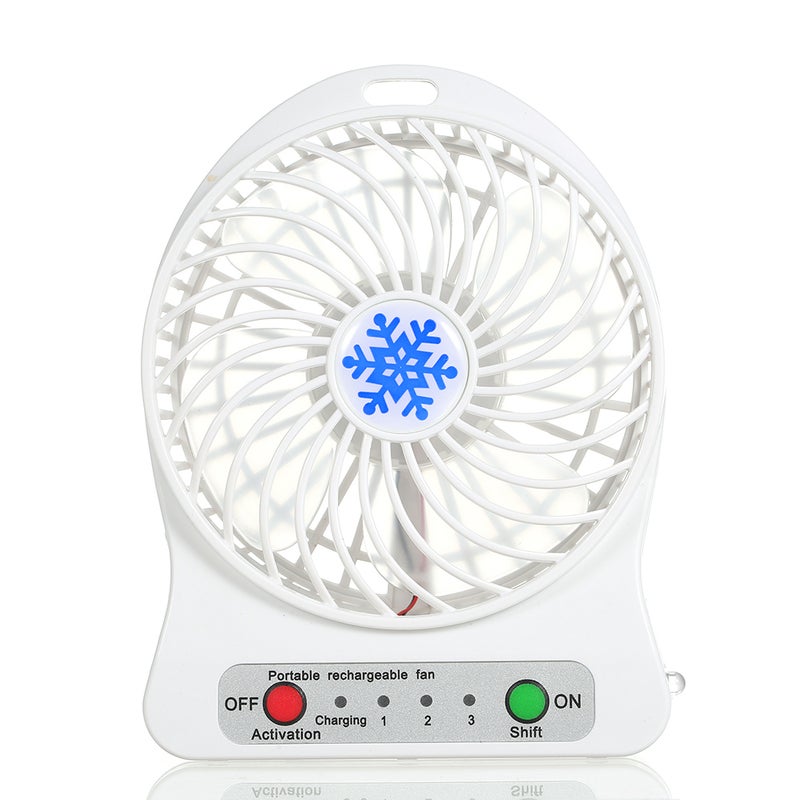 EHOME Portable Desk Rechargeable LED Mini Light Fan White 15cm - Image 1
