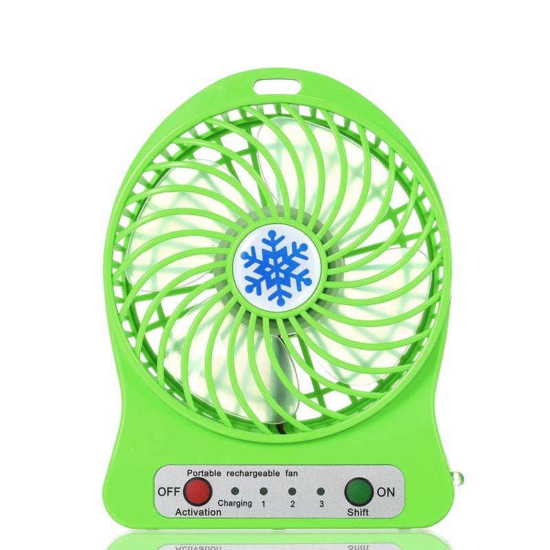 EHOME Portable Desk Rechargeable LED Mini Light Fan Green 15cm - Image 1