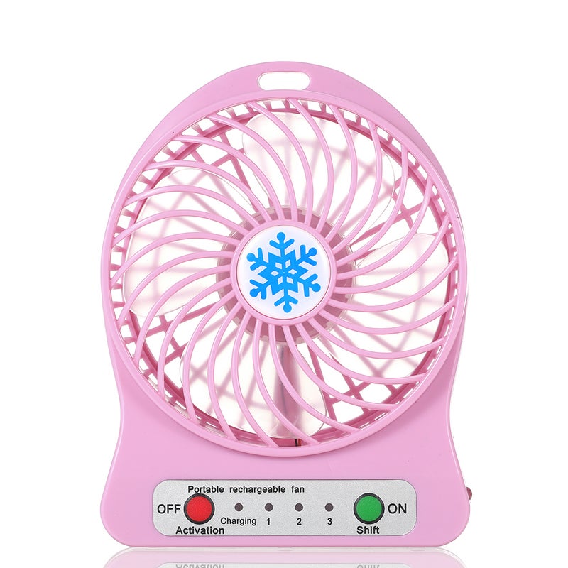 EHOME Portable Desk Rechargeable LED Mini Light Fan Pink 15cm - Image 1
