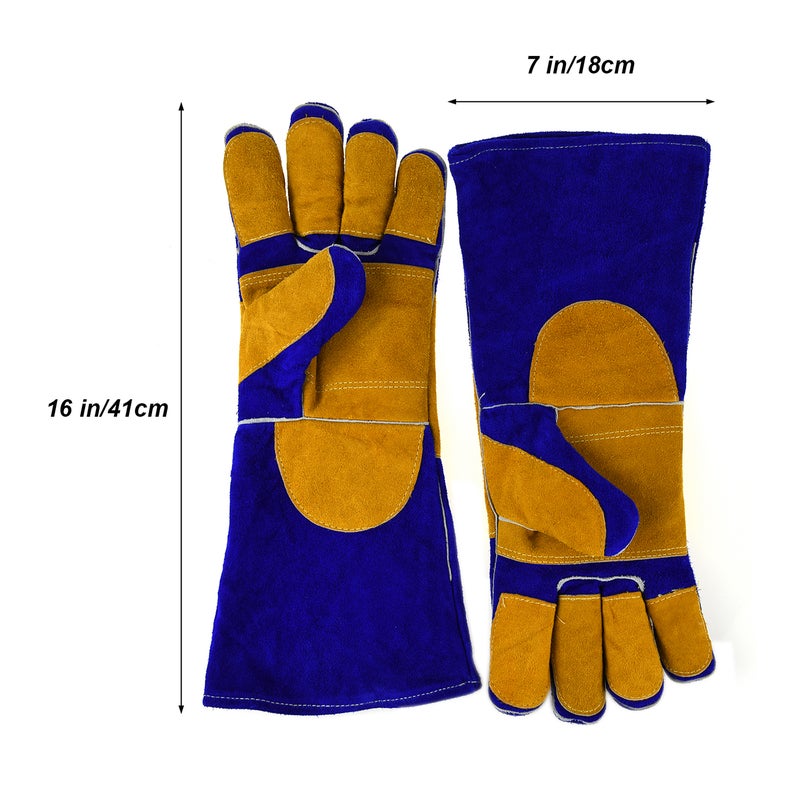Heat Fire Resistant Welding Glove Blue 41x18cm - Image 3