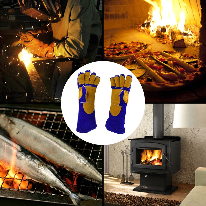 Heat Fire Resistant Welding Glove Blue 41x18cm - Image 5