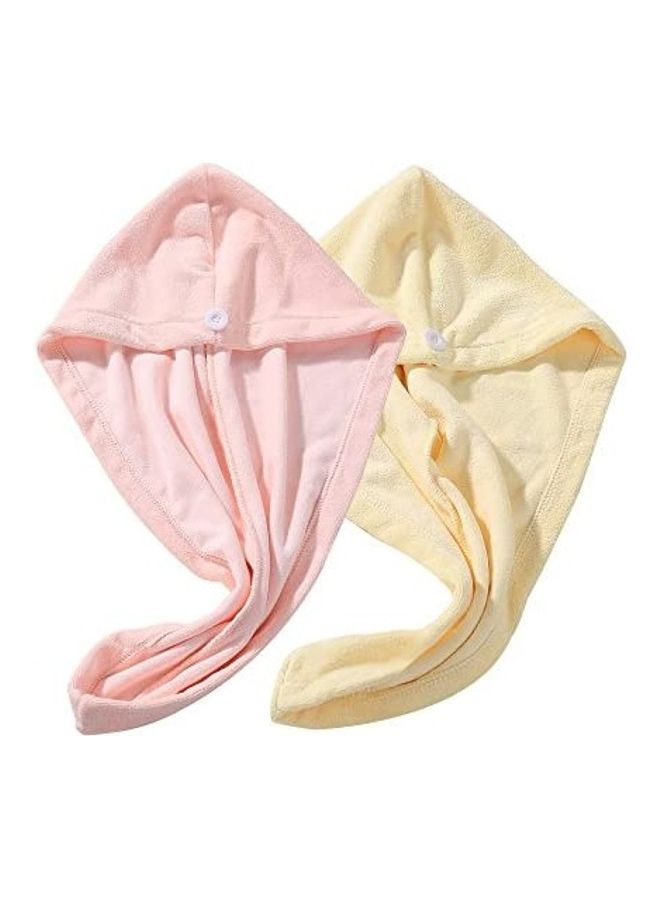 AuroTrends Microfiber Hair Towel Pink/Yellow 8.4inch