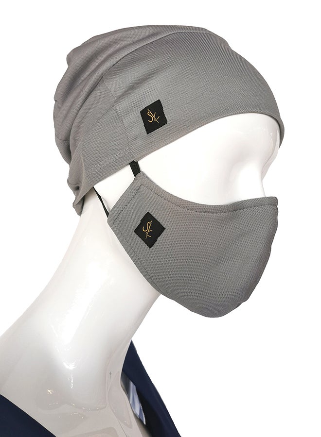 Sana'a Kayum Head Cap And Reusable Face Mask Set Titanium Grey Medium  - Image 2