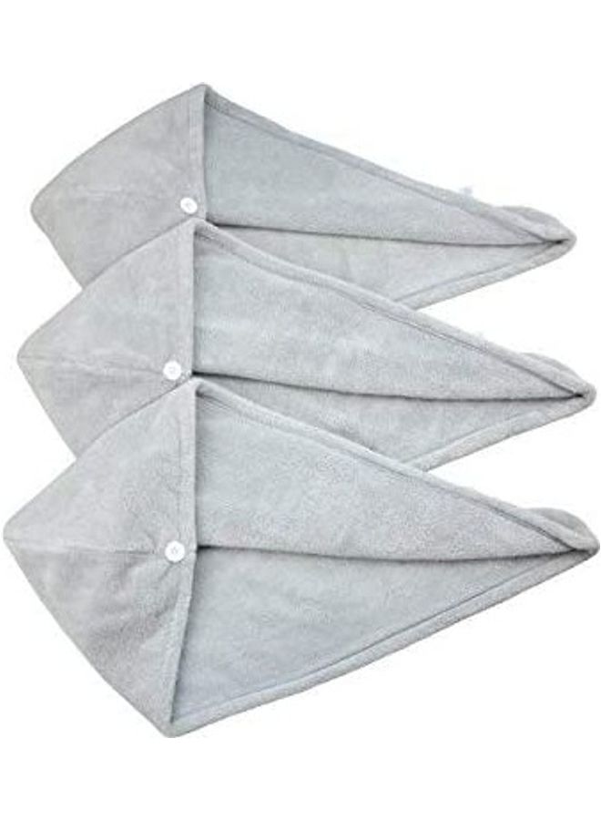 HOPESHINE 3-Piece Towel Twist Hair Turban Wrap Drying Cap Set Grey