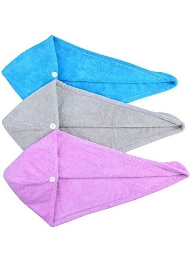 HOPESHINE 3 Pack Of Soft Shower Hair Towel Multicolour 9.09inch