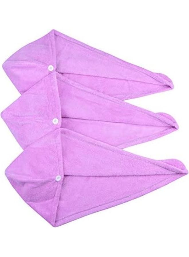 HOPESHINE 3-Pack Of Soft Shower Hair Towel Purple 9.09inch