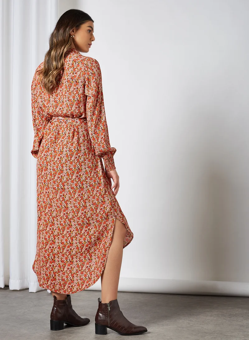 بيسز Floral Shirt Midi Dress شيري توميتو