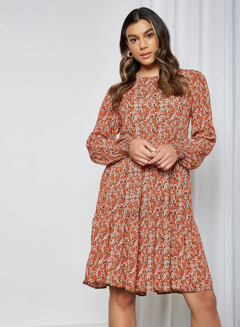 PIECES Floral Print Dress Cherry Tomato
