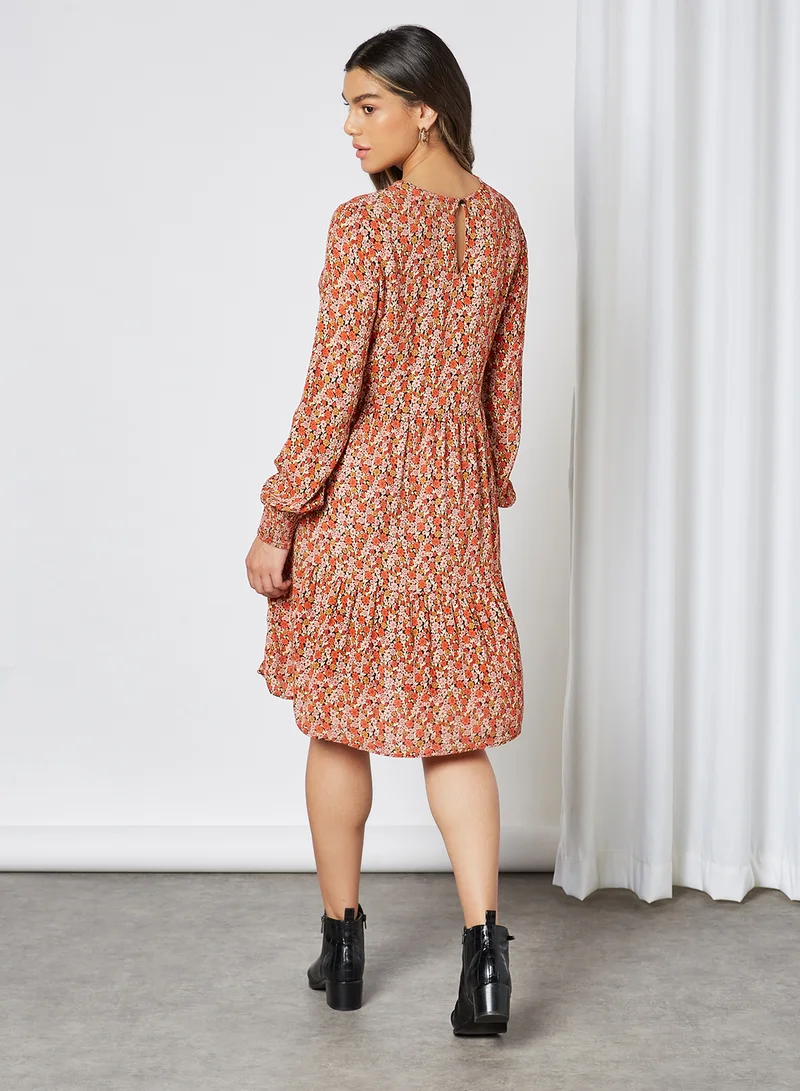 PIECES Floral Print Dress Cherry Tomato