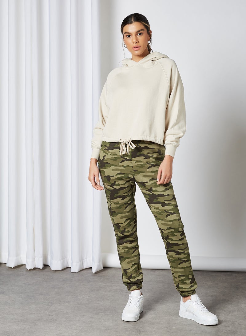PIECES - Camo Print Sweatpants Green - Image 1