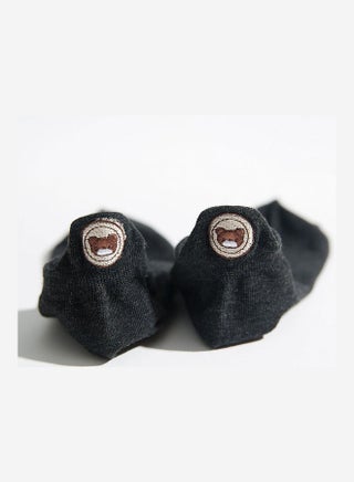 Ankle Long Woman Socks with Cute Bear Embroidery Solid Color Short Stockings Black - v1608619047/N43118426V_1