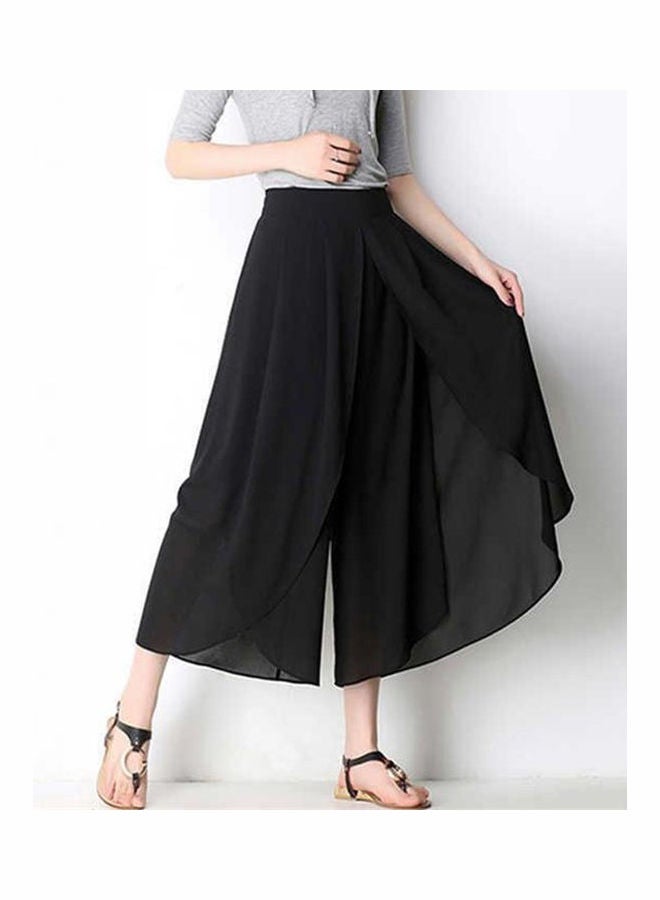 Women Thin Chiffon High Waist Loose Wide Leg Casual Pants Black  - Image 1