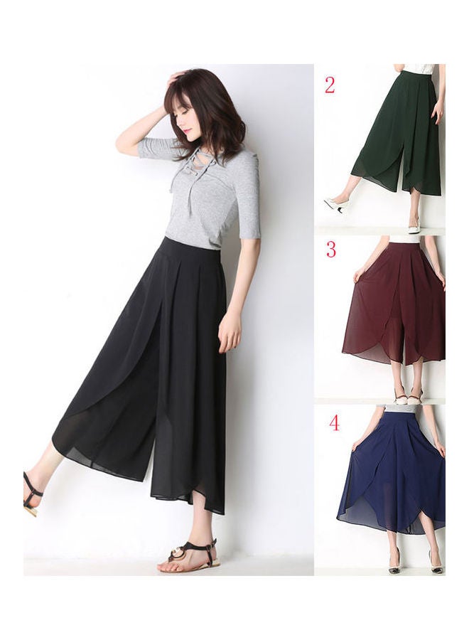 Women Thin Chiffon High Waist Loose Wide Leg Casual Pants Black  - Image 4