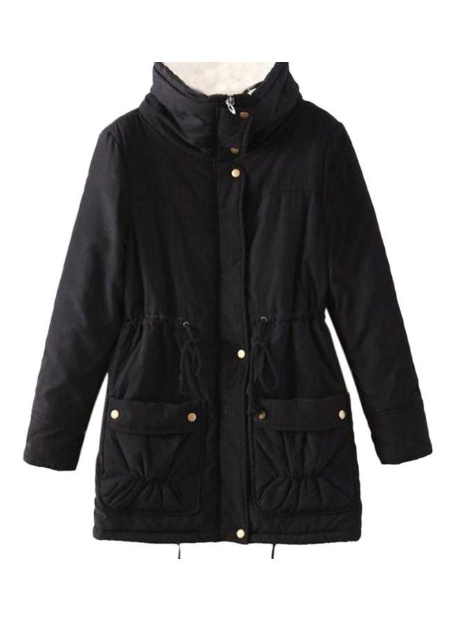 Winter Fashion Slim Fit Large Size Cotton Coat Black  - Image 1
