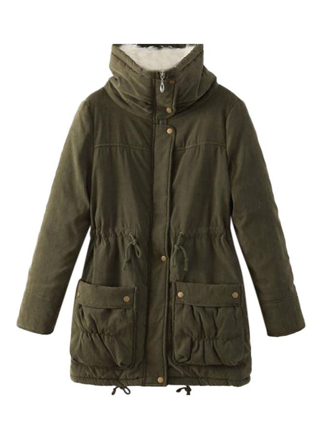 Hooded Fashion Coat Army Green - Image 1