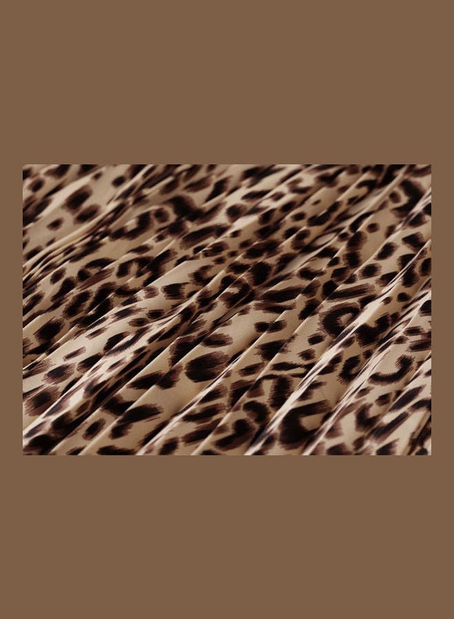 Generic - Fashion Leopard Printing A-Line Long Pleated Skirt Multicolour - Image 1