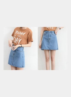 Denim A Line Skirt Light Blue