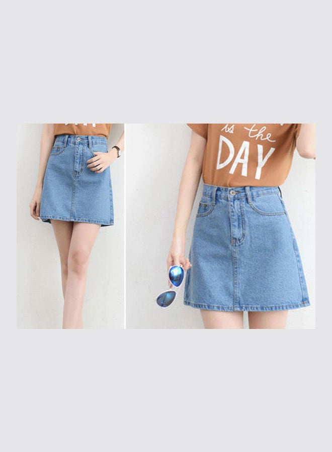 Generic - Denim A Line Skirt Light Blue - Image 1