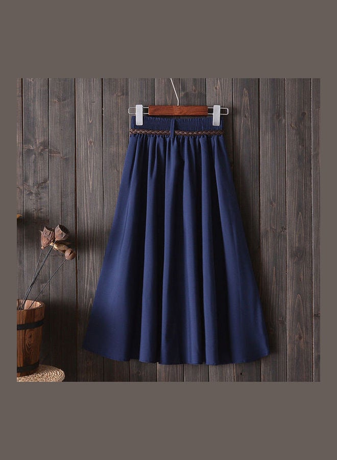 Pleated A Line Skirt Blue  - Image 3