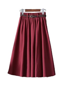 Pleated A Line Skirt Red